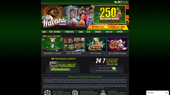Old Havana Casino’s website homepage