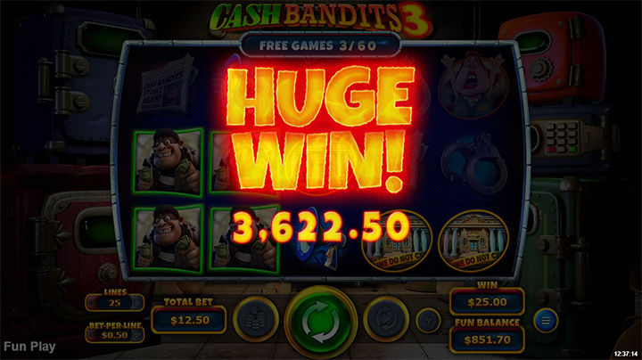 Slots Plus’ Cash Bandits 3 with huge win screenshot
