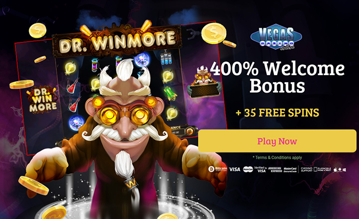 Vegas Casino Online’s offer page with Dr. Winmore slot